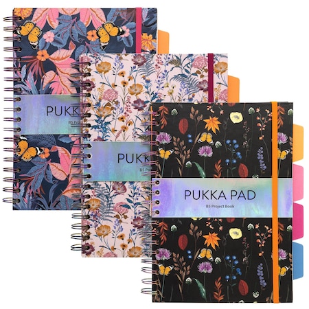 B5 Bloom Project Book, Assorted, 3PK -  PUKKA PADS, 9494-BLM(asst)